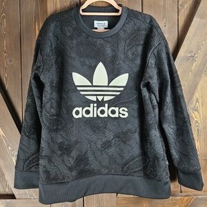 Adidas Women’s Trefoil Logo Graphic Paisley Lace Overlay Sweatshirt Size Medium